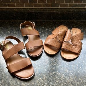 Two pair tan sandal lot